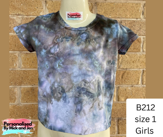 Ice Dyed short sleeve t-shirt tee handmade size 1 B212 Girls