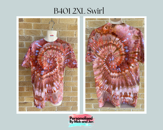 Ice Dyed short sleeve t-shirt tee handmade size 2XL unisex B401 adult SWIRL