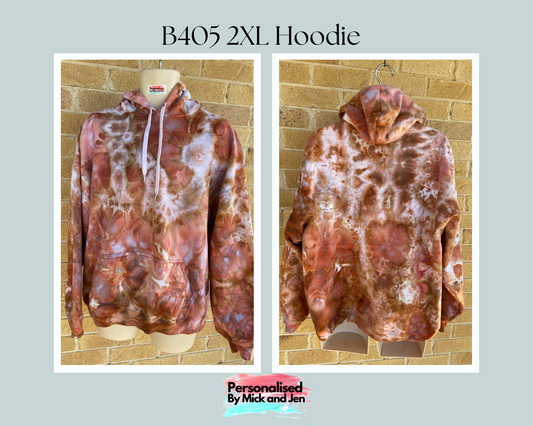 Unisex Tie dye Ice dyed Hoodie Ladies Mens Chocolate Jumper Pullover Ready to go Size 2XL Unique B405