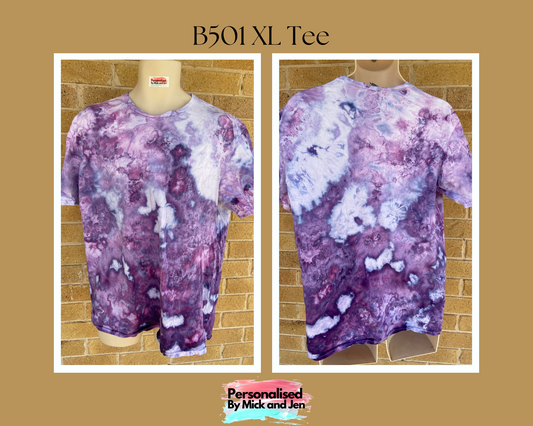 Ice Dyed short sleeve t-shirt tee handmade size XL Unisex B501 adult teen Purple Blue