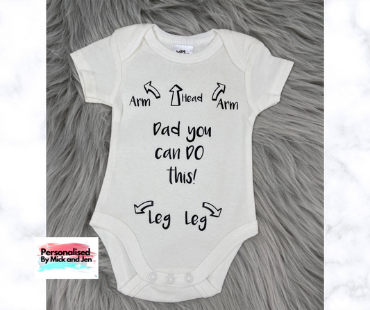 New Baby Bodysuit Funny Dad You can do this!  gift, new parents, baby shower, unisex, Announcement