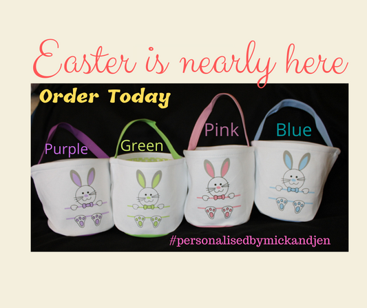 Personalised Easter Basket Bag hunt Bunny Girl Boy