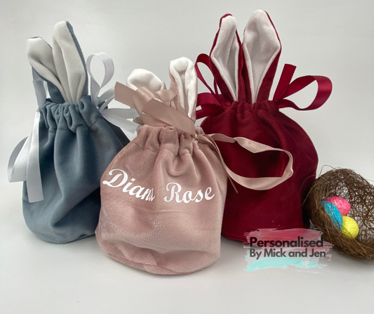 Personalised Velvet Easter Bunny Bags Drawstring Cute size