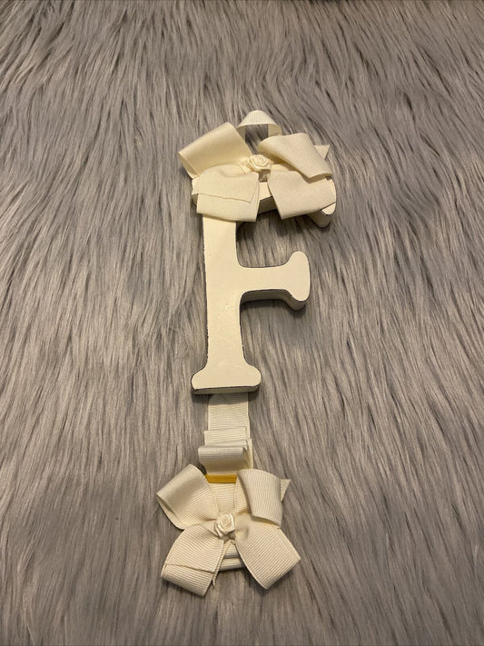 Bow Holder Hair Clips Letter F Ivory New