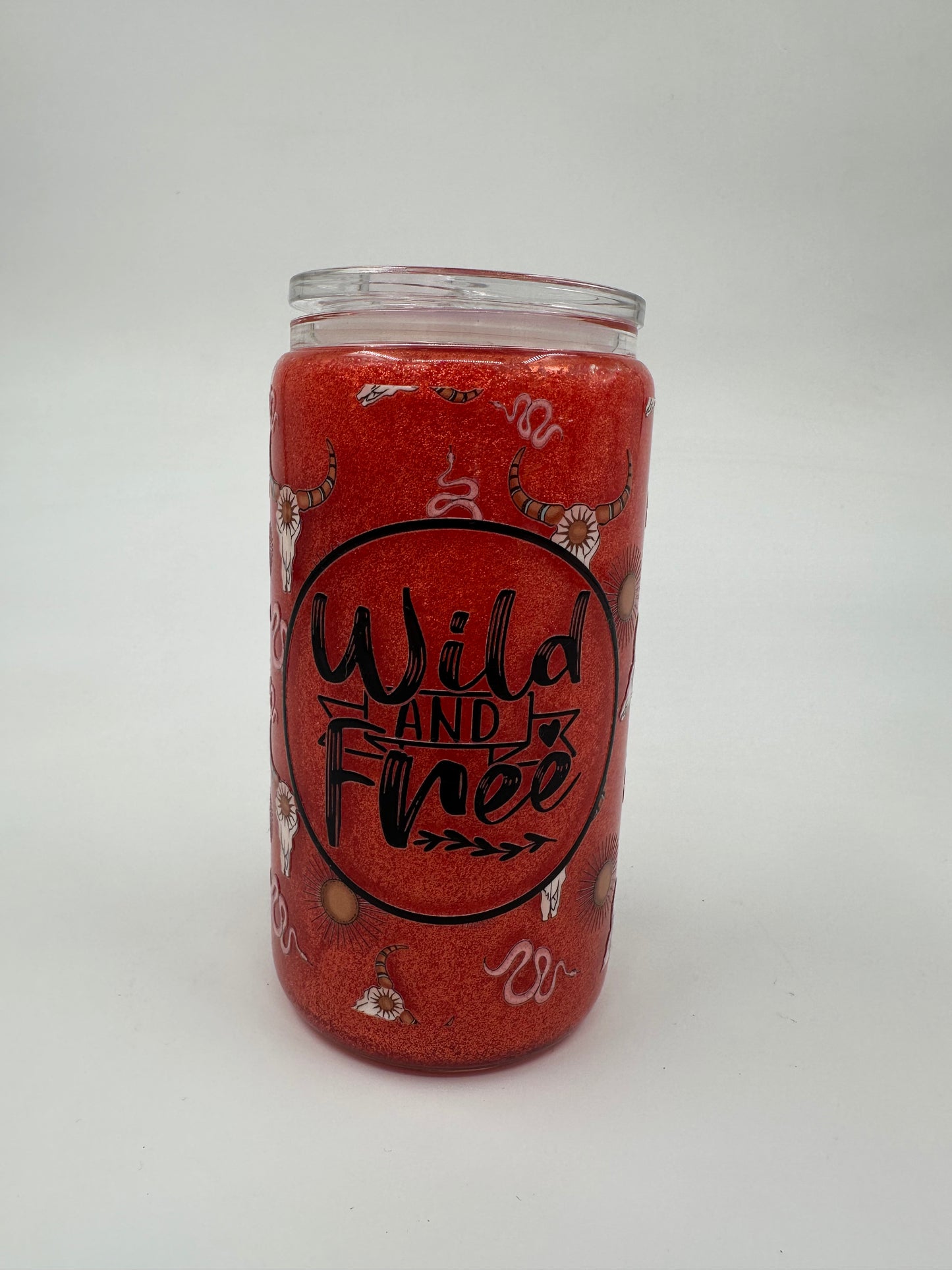 16oz Snowglobe Tumbler Wild and free Ready to Ship