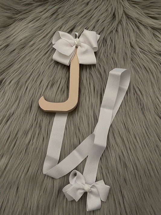 Bow Holder Hair Clips Letter J New Pink