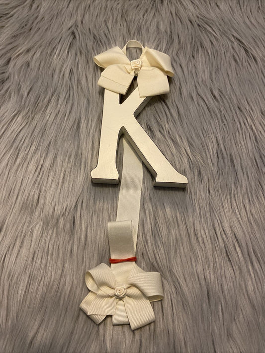 Bow Holder Hair Clips Letter K Ivory New
