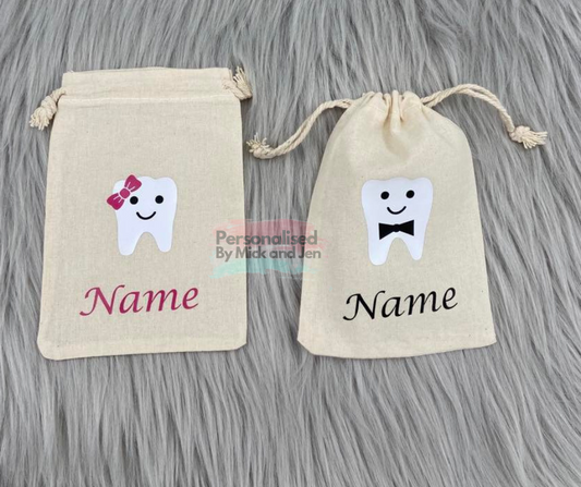 Personalised Tooth Fairy Bags Girls and Boys | Personalized Draw string Pouch Larger