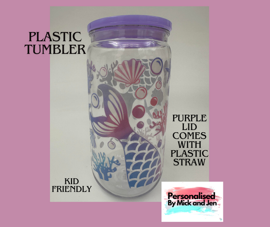 Plastic Kid Friendly 16oz 473mls Mermaid Tumbler Ready to Ship