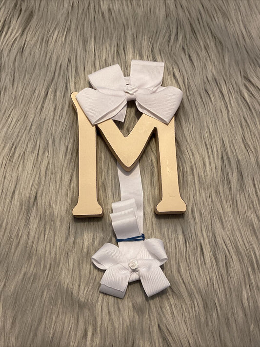 Bow Holder Hair Clips Letter M Pink New