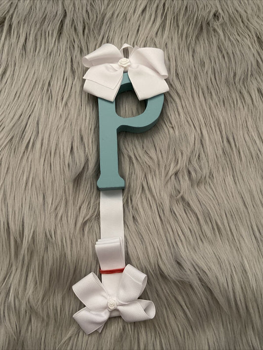 Bow Holder Hair Clips Letter P Blue New