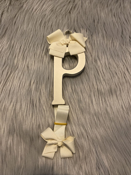 Bow Holder Hair Clips Letter P Ivory New