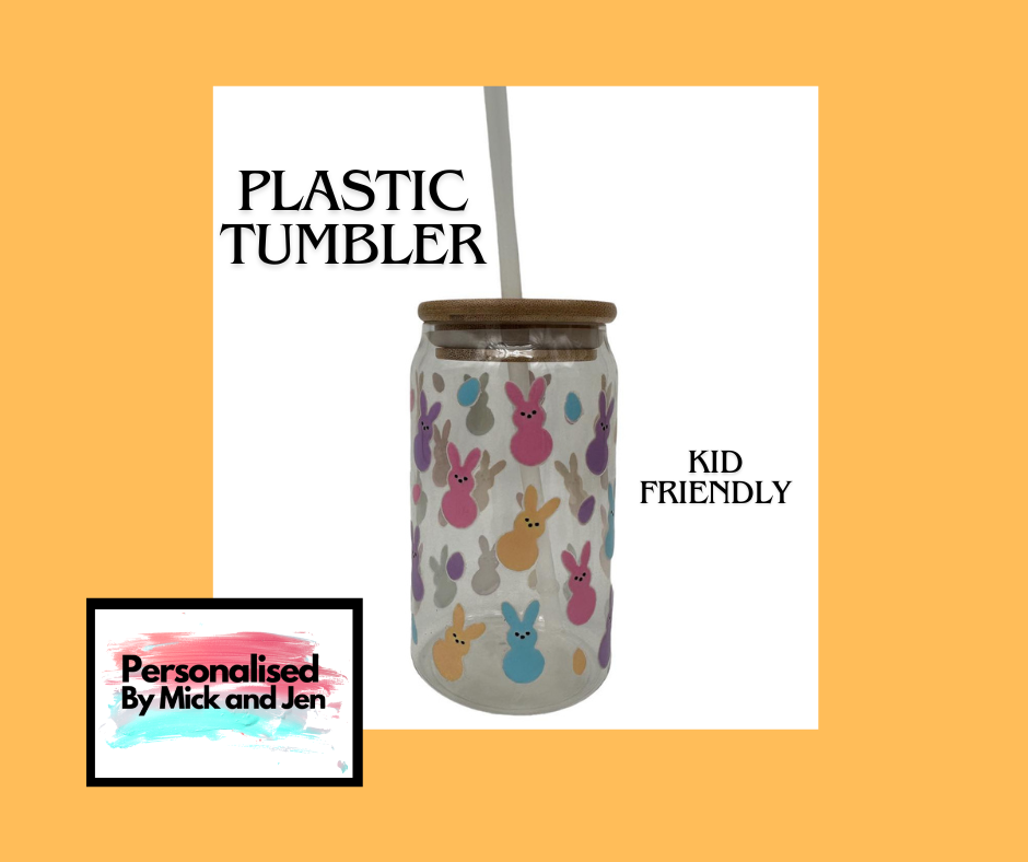 Plastic Kid Friendly 16oz 473mls Easter Bunnys Tumbler Ready to Ship