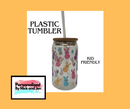 Plastic Kid Friendly 16oz 473mls Easter Bunnys Tumbler Ready to Ship