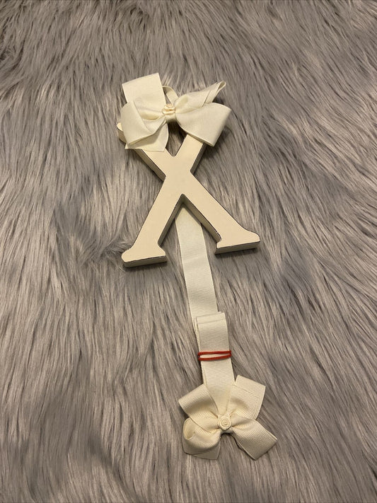 Bow Holder Hair Clips Letter X Ivory New