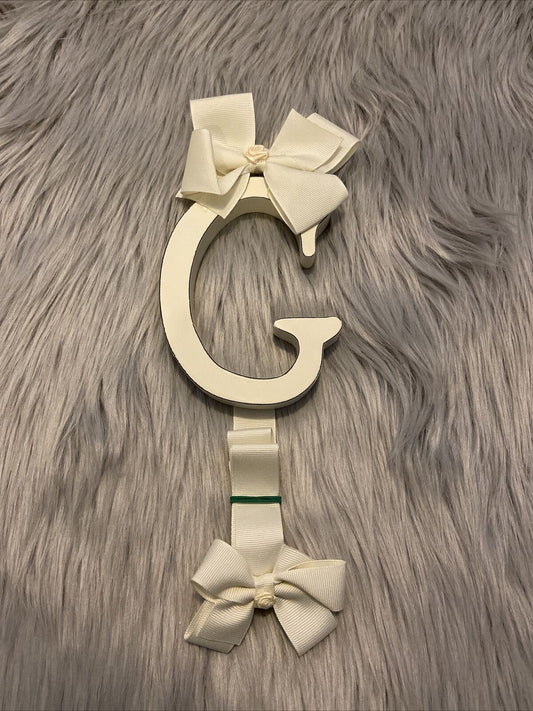 Bow Holder Hair Clips Letter G Ivory New