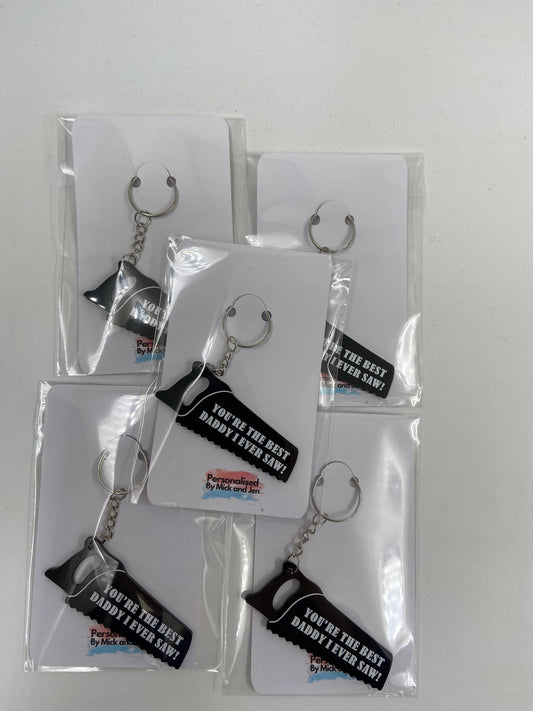Fathers Day Keyrings Saw Hammer Dad Poppy Grandad Daddy Gift