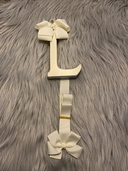 Bow Holder Hair Clips Letter L Ivory New